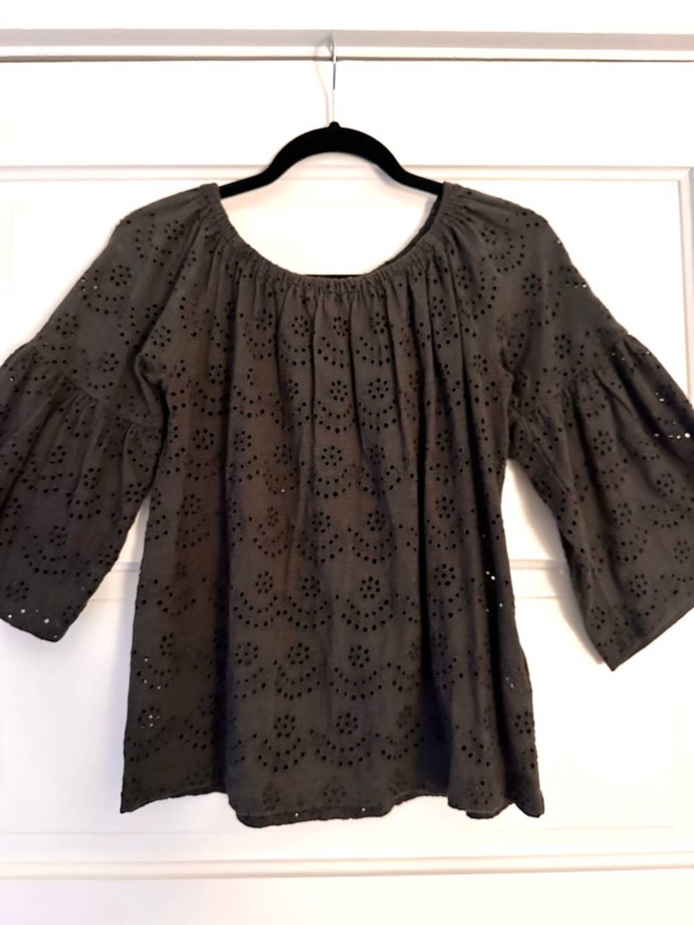 Lucky Brand Eyelet Top in steel blue